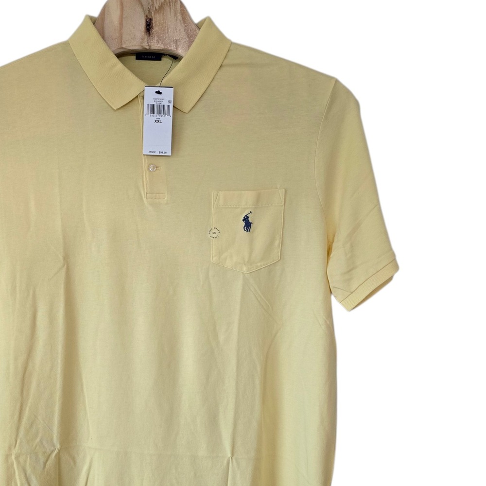 Polo Ralph Lauren Mens XXL Yellow Cotton Short Sleeve Pocket Polo Shirt